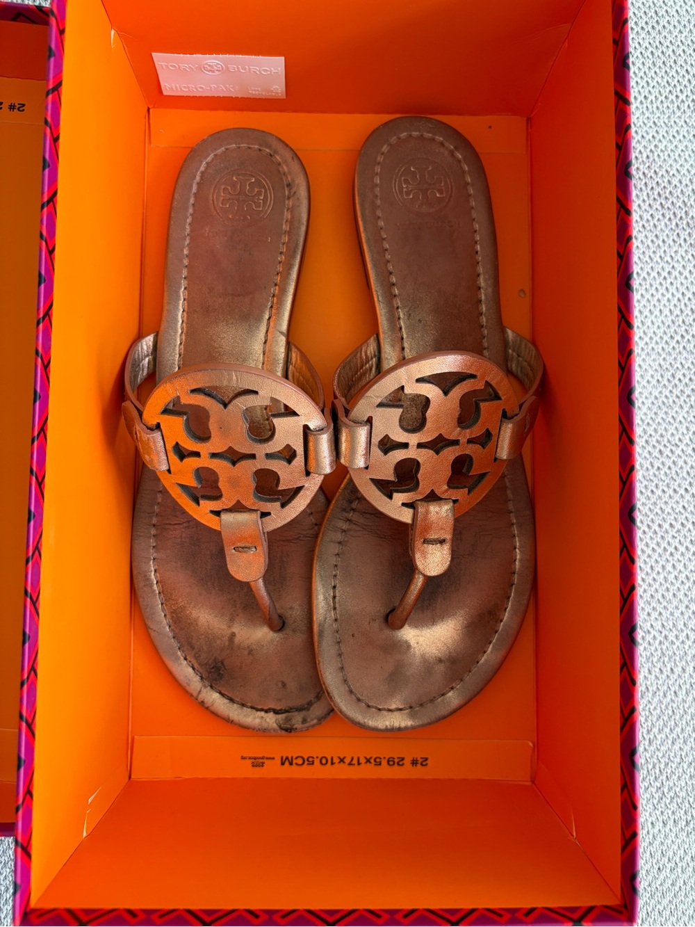 Tory Burch Copper Leather Cutout Thong Sandals